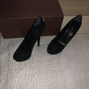 LOUIS VUITTON black Suede Oh Really Peep Size 37.5
